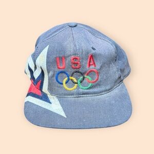 Vintage 1996 Olympics Team USA Starter Distressed SnapBack Hat Vtg 90s